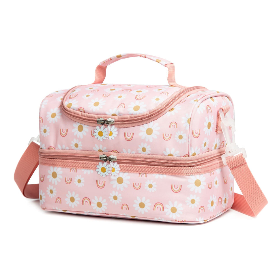 Life on Track Rainbow Daisies dual-compartments lunch bag for organized meals