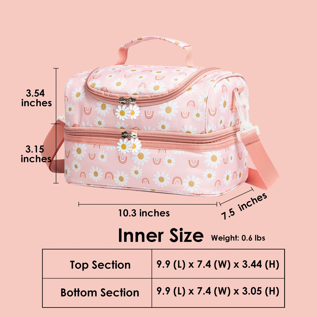 Life on Track Rainbow Daisies inner top compartment keeps snacks neatly separated