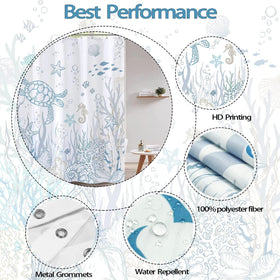 Lifeella blue background scene promoting a spa-like feel with ocean-inspired decor.