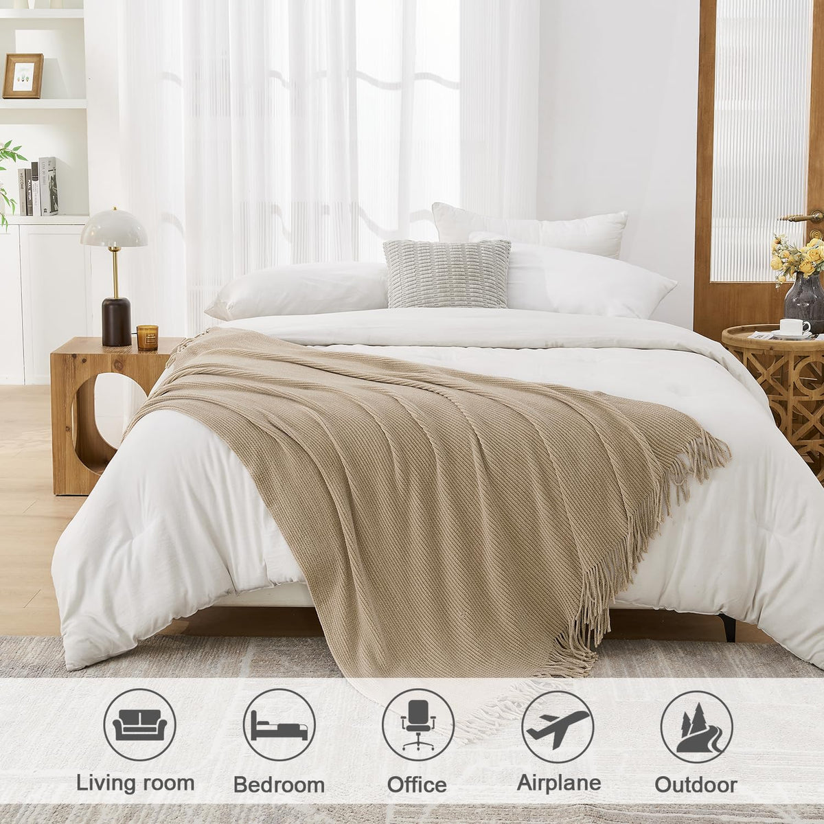 Lifein farmhouse fringes blanket showcases rustic texture and charm