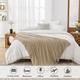 Lifein farmhouse fringes blanket showcases rustic texture and charm