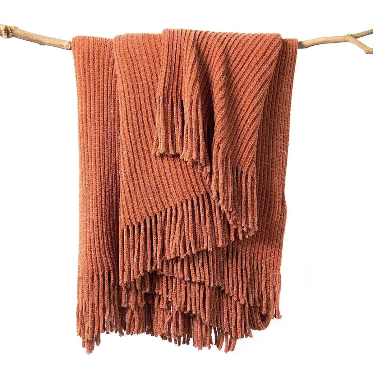 Lifein throw blanket on couch with plush chenille texture for cozy lounging