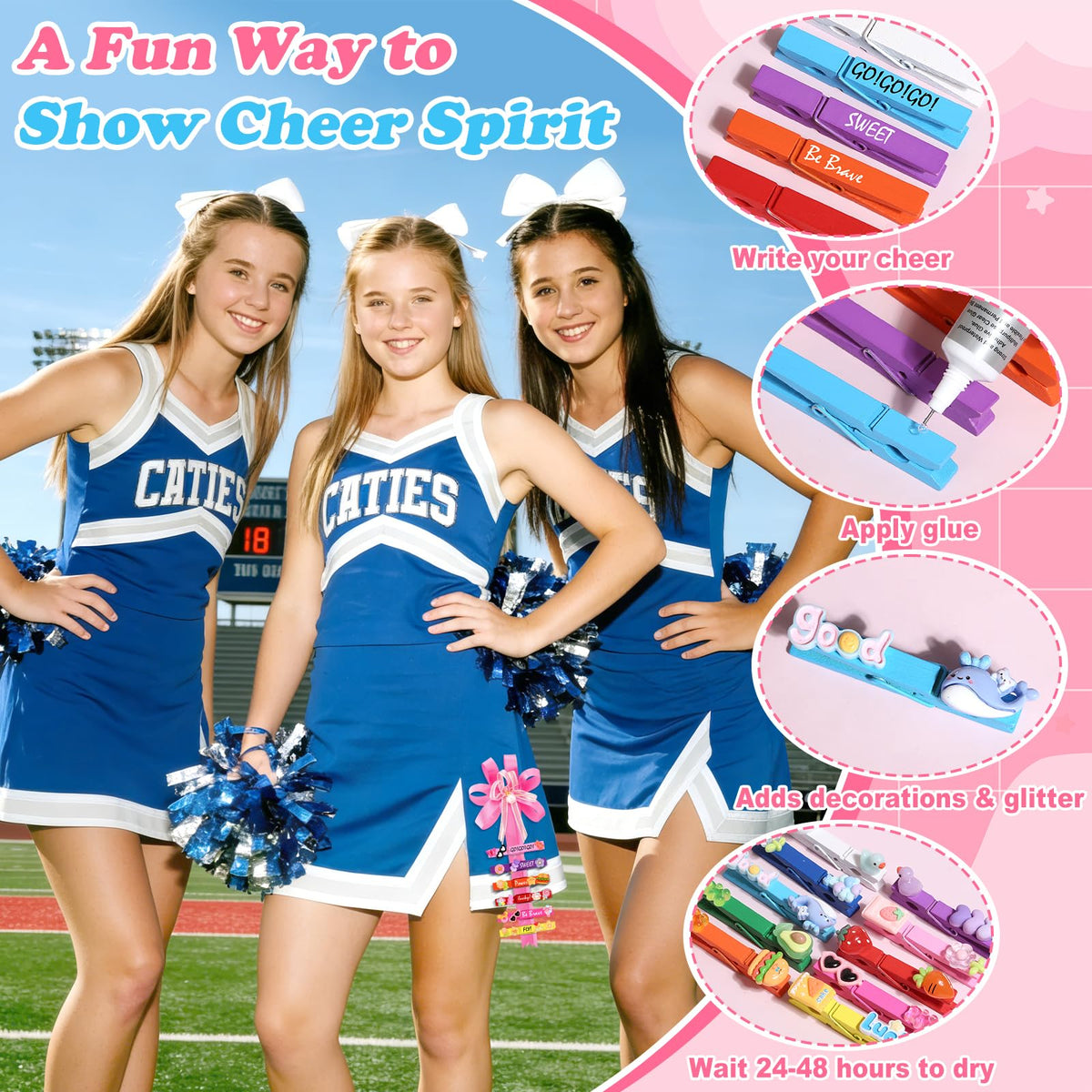 LifeisLuck rainbow clips enhance cheer banners, backpacks, and school projects.