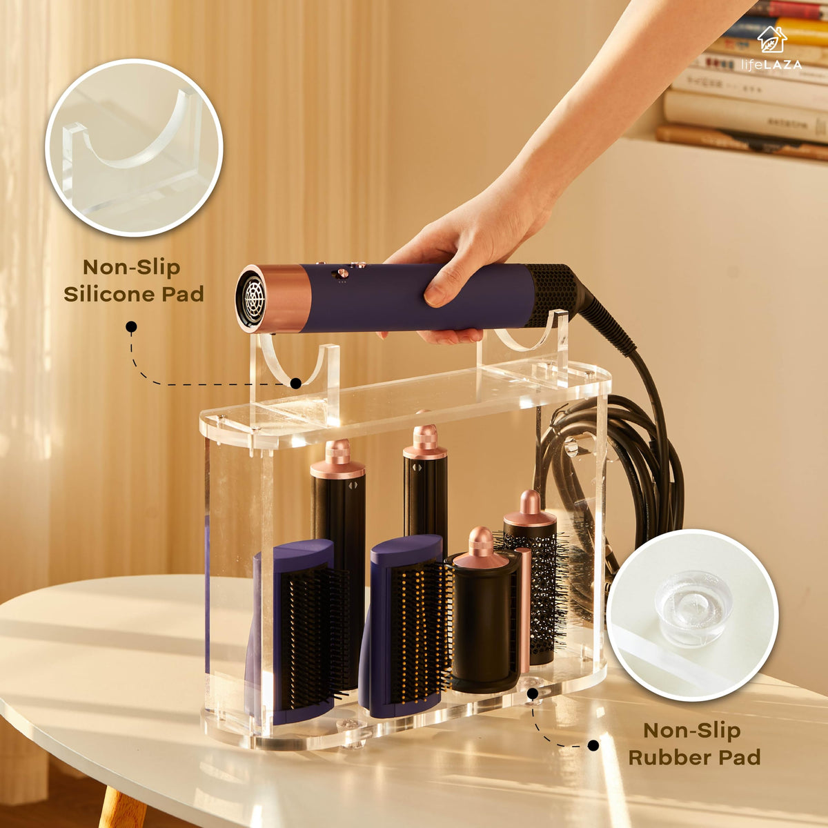 LifeLAZA countertop organizer fits in small spaces while keeping tools accessible.