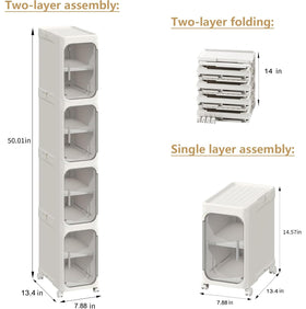 Lifelongpal narrow storage cabinet with 4-tier shelves keeps toiletries organized.