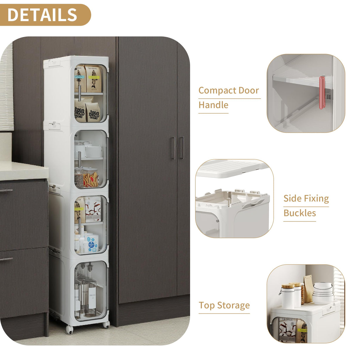 Lifelongpal narrow storage cabinet with detachable shelves for flexible storage.