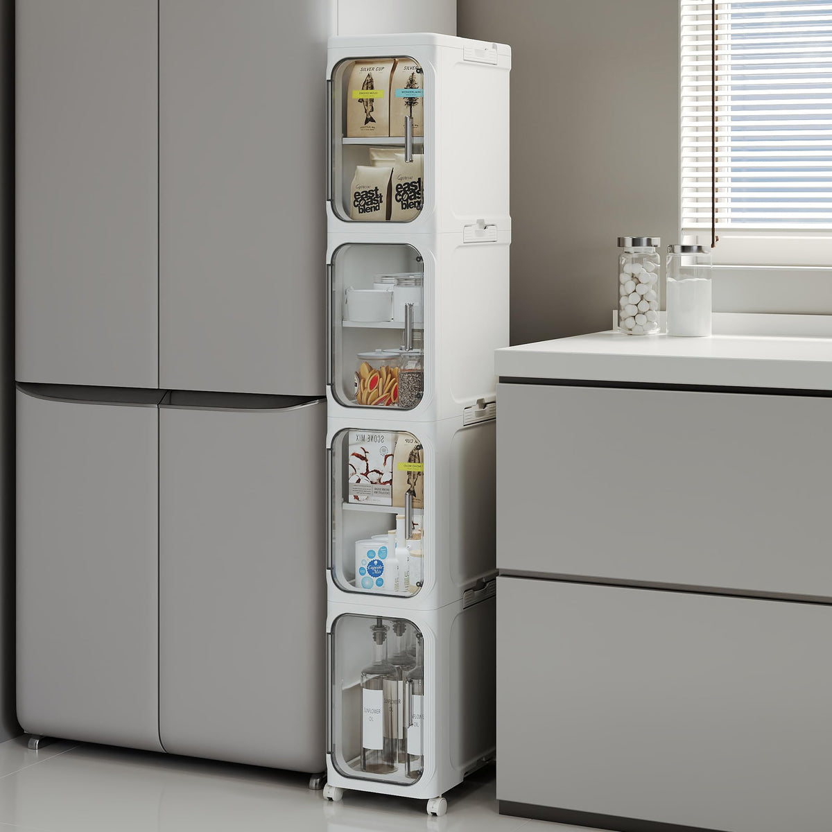 Lifelongpal narrow storage cabinet foldable design saves space in tight rooms.
