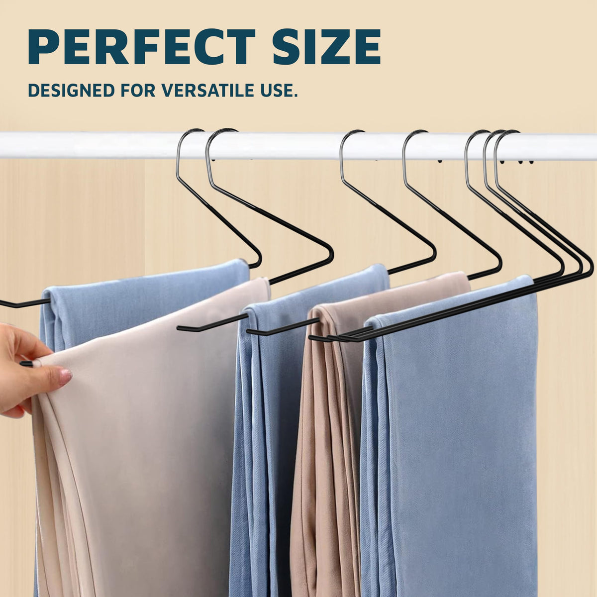 Lifemaster heavy-duty design supports jeans and slacks up to ten pounds.