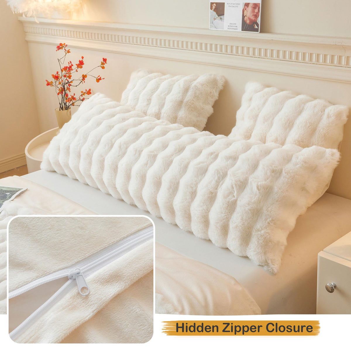 LIFEREVO beige soft fur color complements modern bedroom decor