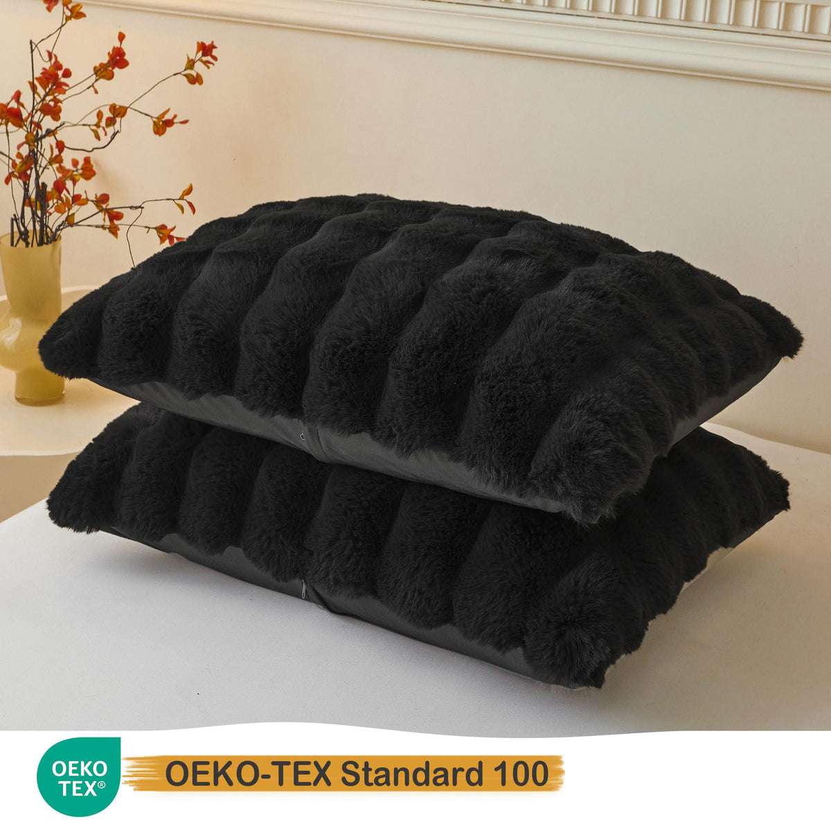LIFEREVO bubble texture pillowcase in black adds stylish bedroom decor.