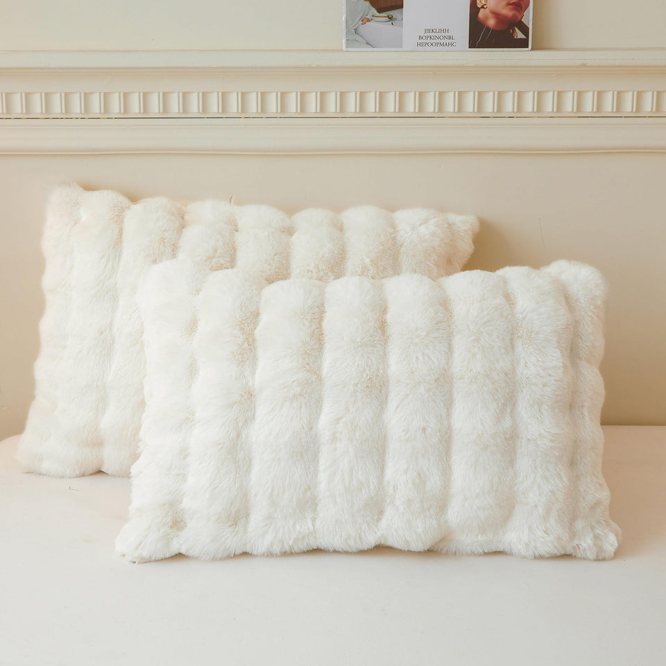 LIFEREVO fluffy faux rabbit fur pillow case front texture for luxurious coziness