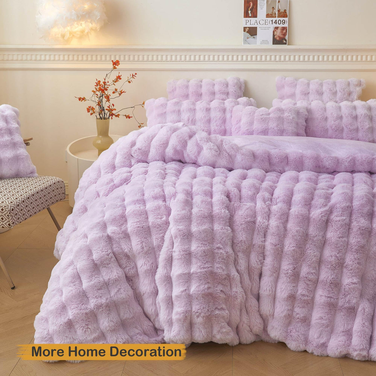 LIFEREVO fluffy rabbit fur cover care-ready design survives regular washing.