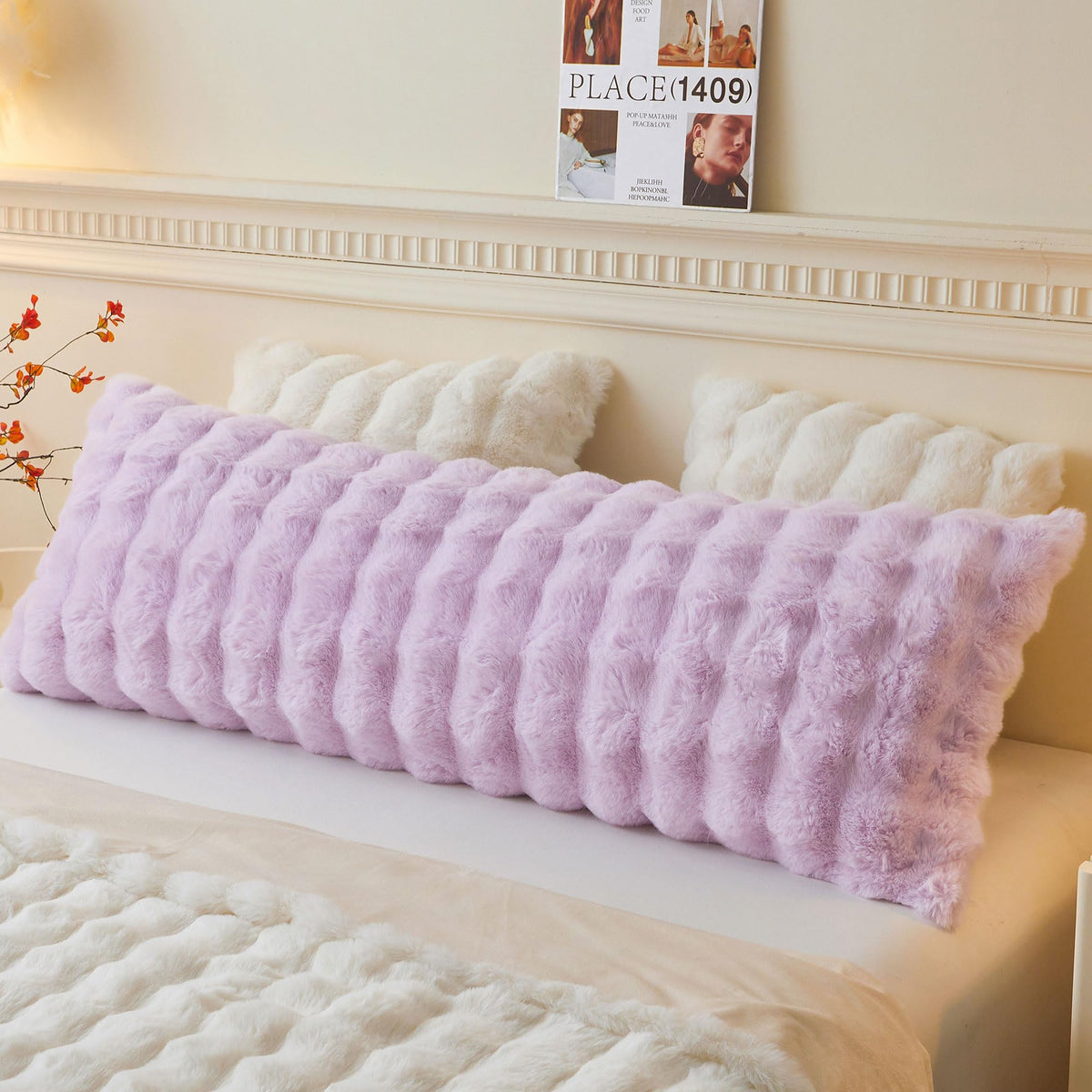 LIFEREVO fluffy rabbit fur cover front view shows plush texture and comfort.