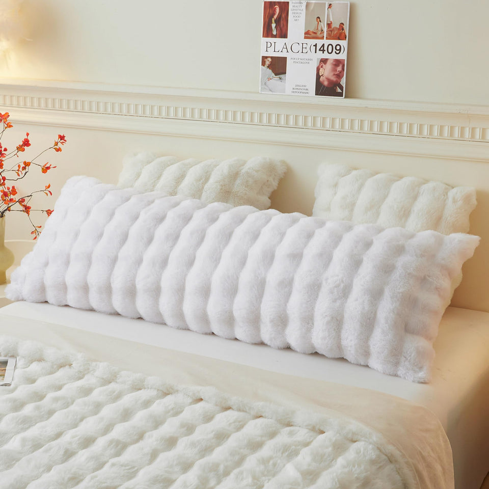 LIFEREVO fluffy rabbit fur cover front texture for warm, plush sleep.
