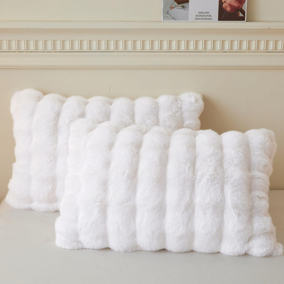 LIFEREVO fluffy rabbit fur pillow case 20x26 adds luxurious warmth to your bed