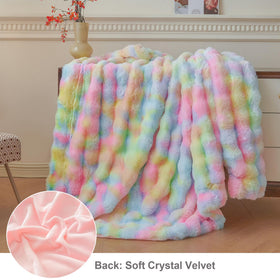 LIFEREVO rainbow bubble throw on sofa adds decorative warmth and softness