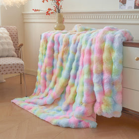 LIFEREVO rainbow bubble throw on chair demonstrates versatile home decor