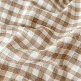 LifeTB gingham bedding displays a crinkled finish with rustic charm.