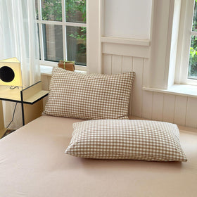 LifeTB tan plaid bedding suits cozy comfort through the seasons.