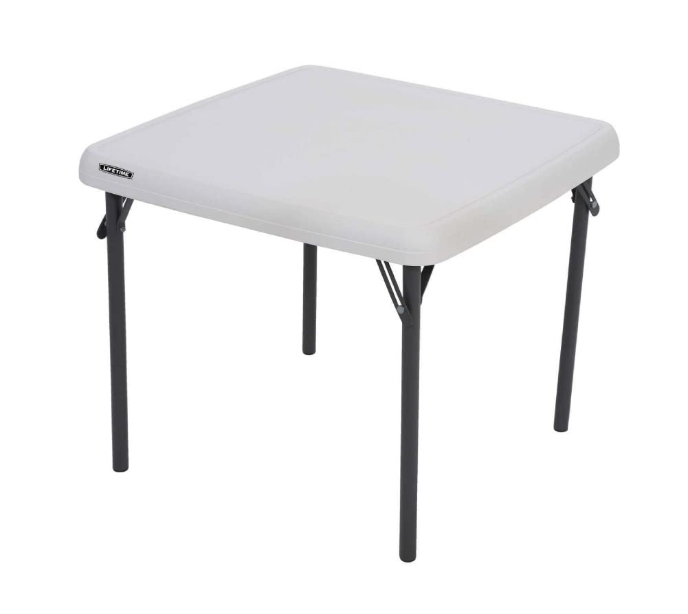 LIFETIME 80425 kids folding table almond top view with durable HDPE surface for easy cleaning.