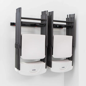 LIFETIME 80719 wall-mounted chair rack in black holding up to 10 chairs for organized space