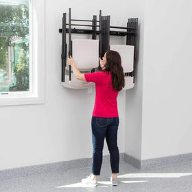 LIFETIME 80719 wall-mounted chair rack folding mechanism for easy use