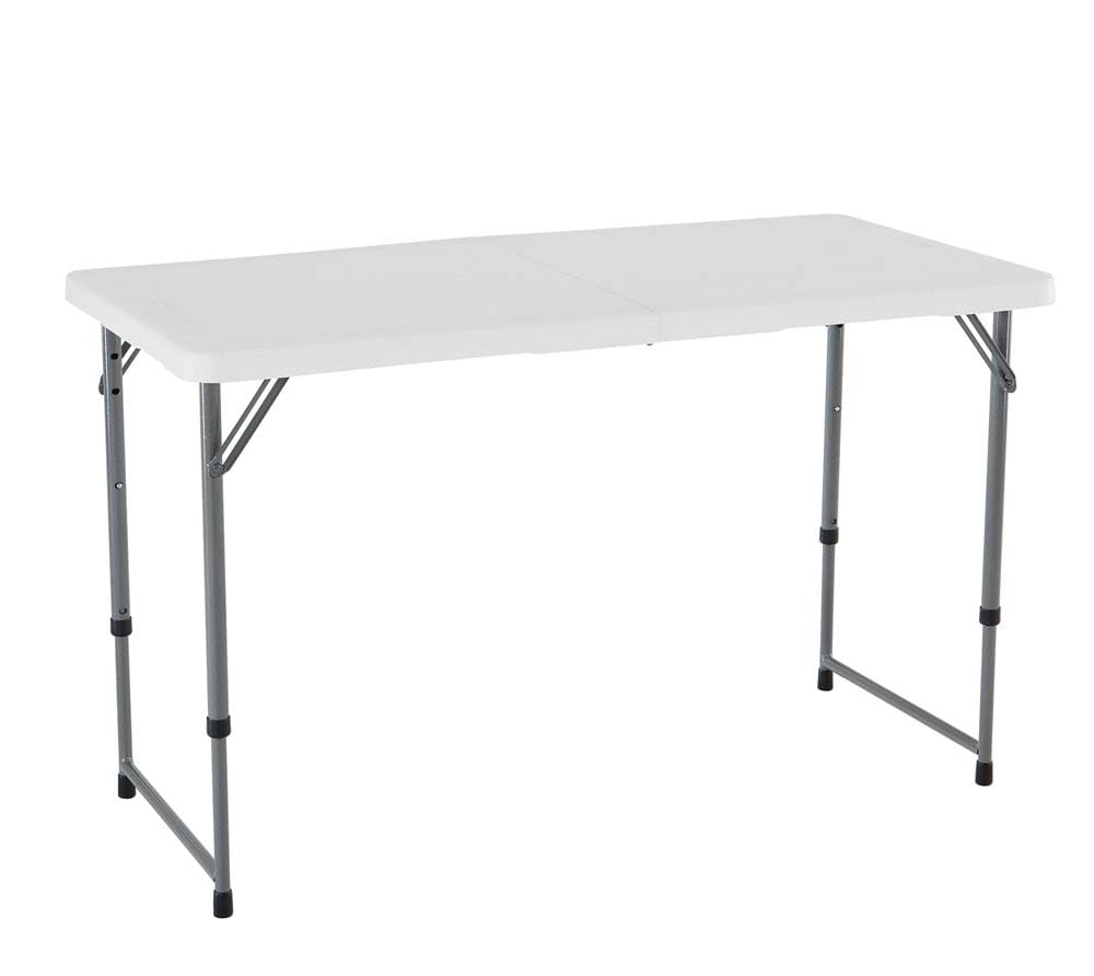 Lifetime fold-in-half table top in white granite, ideal for crafts and food prep