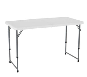 Lifetime fold-in-half table top in white granite, ideal for crafts and food prep