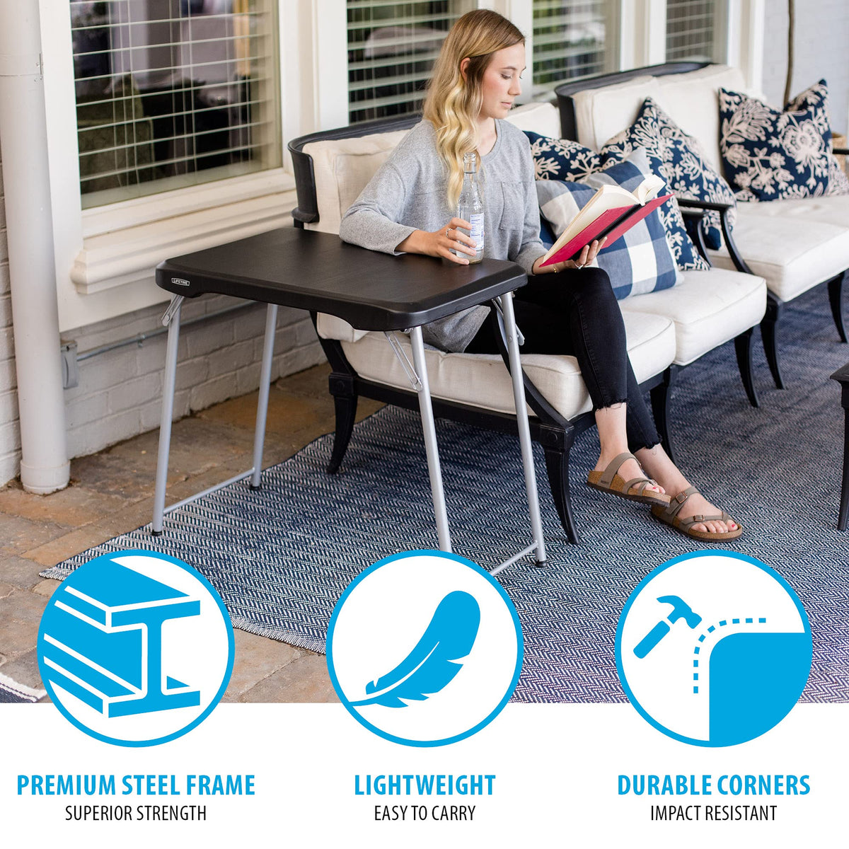 LIFETIME table folded flat for compact storage and transport