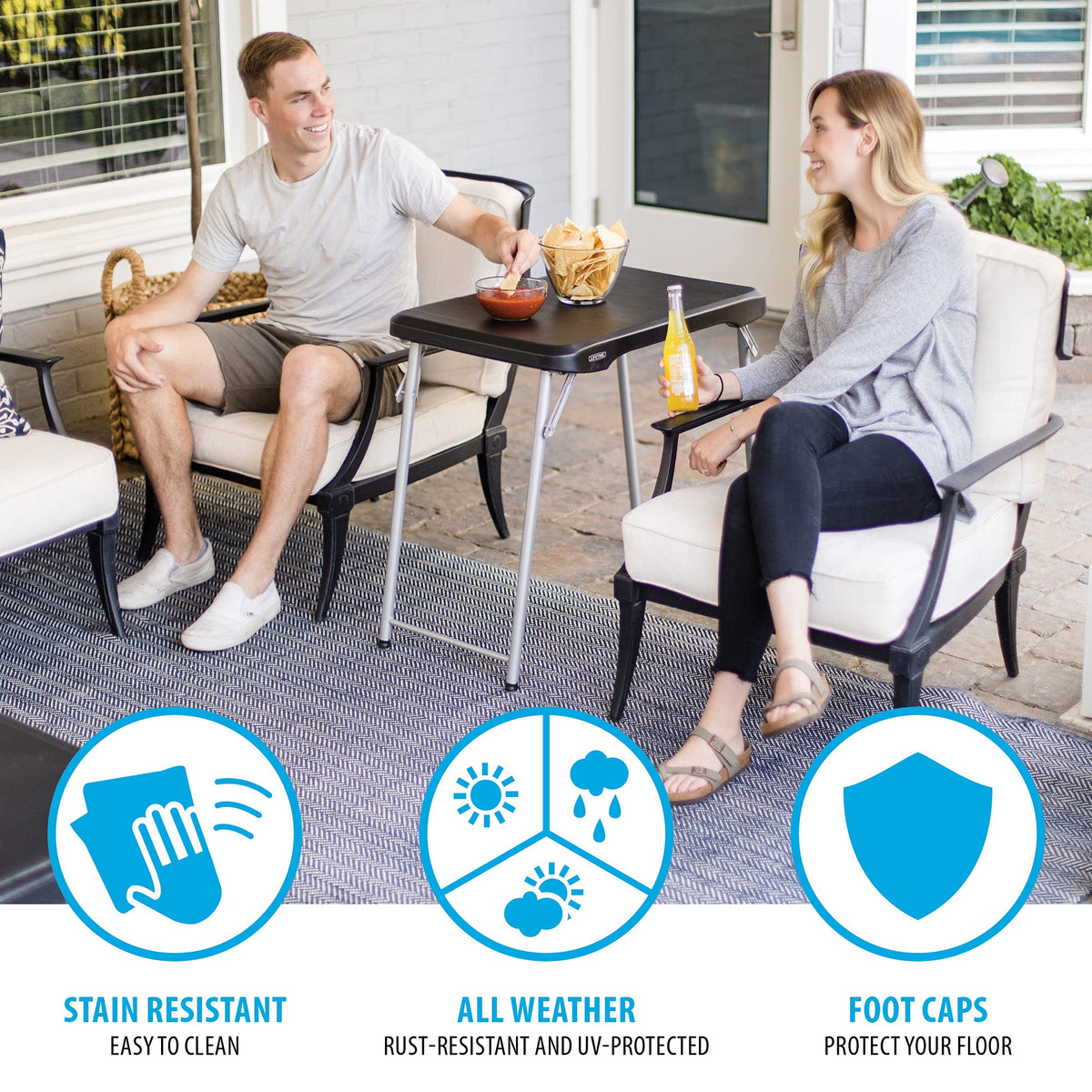 LIFETIME table with extended legs demonstrating stability