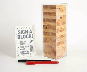 LIFETOO wooden block guest book with 48 writable panels for heartfelt messages