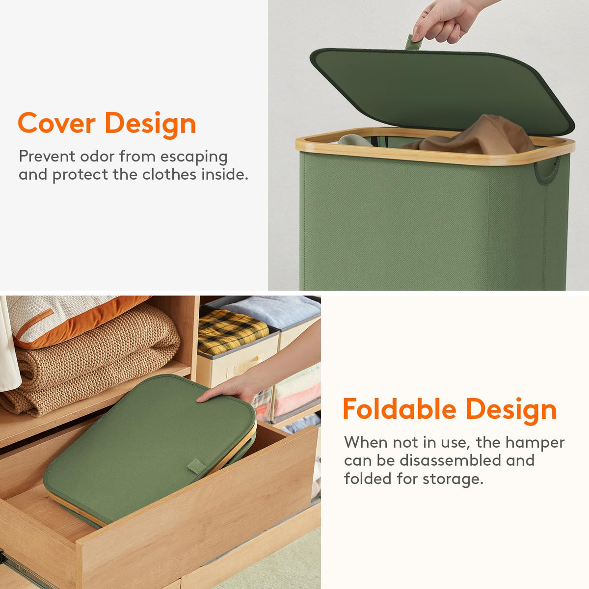 Lifewit 100L laundry basket in a bedroom environment