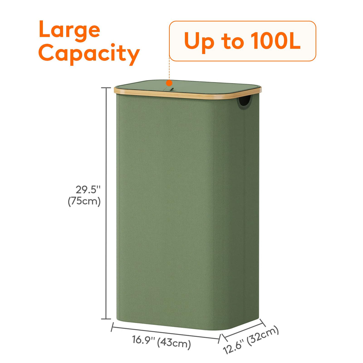 Lifewit 100L laundry basket folded for compact storage