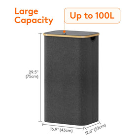 Lifewit 100L sturdy freestanding basket holding full laundry load