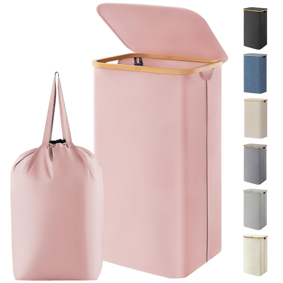 Lifewit 100L laundry basket with lid pink for organized laundry