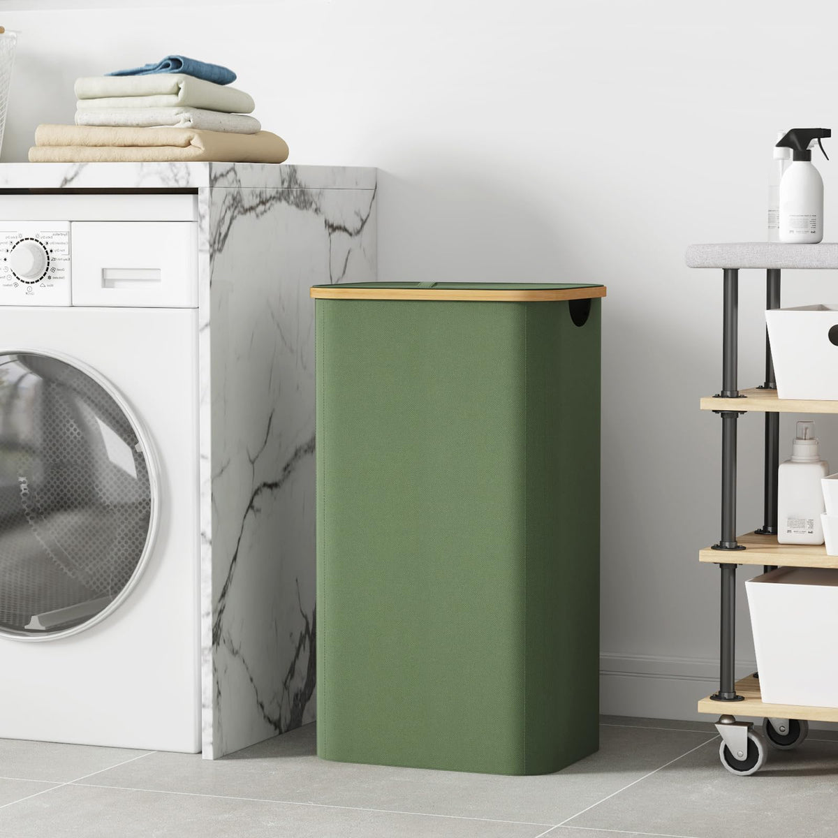 Lifewit laundry basket with lid, side view, stable carry