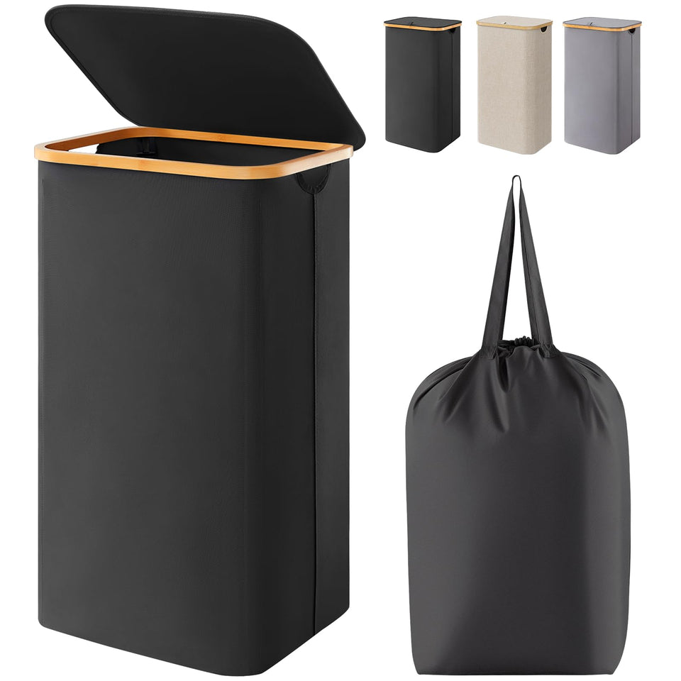 Lifewit 100L laundry basket with lid keeps clothes discreet and odors contained.