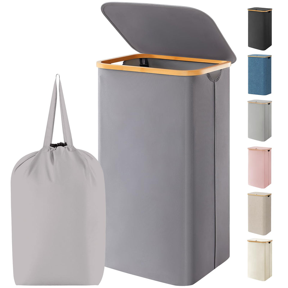 Lifewit 100L laundry basket with lid keeps clothes organized and odors contained.