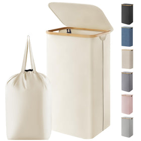 Lifewit 100L laundry basket with lid keeps clothes concealed and odors contained.