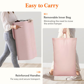 Lifewit 105L laundry basket, tear-resistant fabric, pink, reliable daily use.