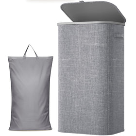 Lifewit 105L laundry basket with lid keeps clothes organized and odors contained.