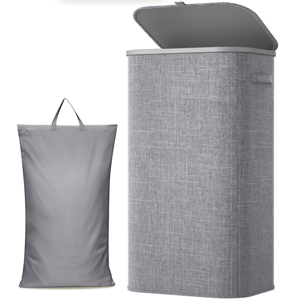 Lifewit 105L laundry basket with lid keeps clothes organized and odors contained.