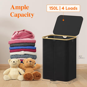 Lifewit 150L laundry hamper inner bag removable for easy sorting and washing.