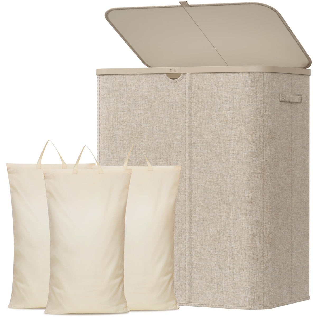 Lifewit 185L laundry hamper with lid in beige for odor control