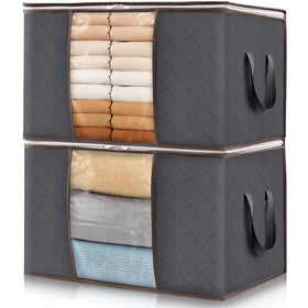 Lifewit 2-pack 60L storage bins with lids organize closet storage efficiently.