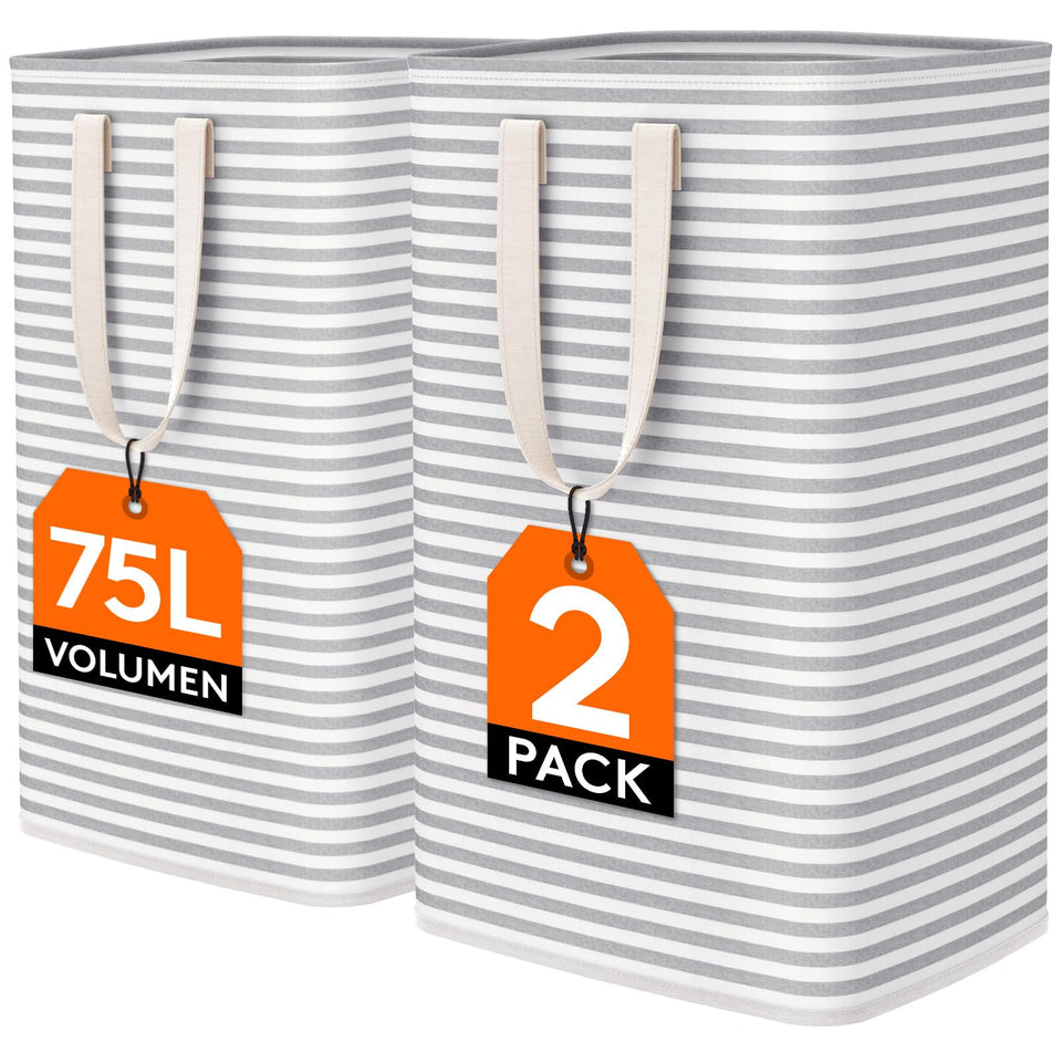 Lifewit 2-pack freestanding laundry hampers with large 75L capacity.