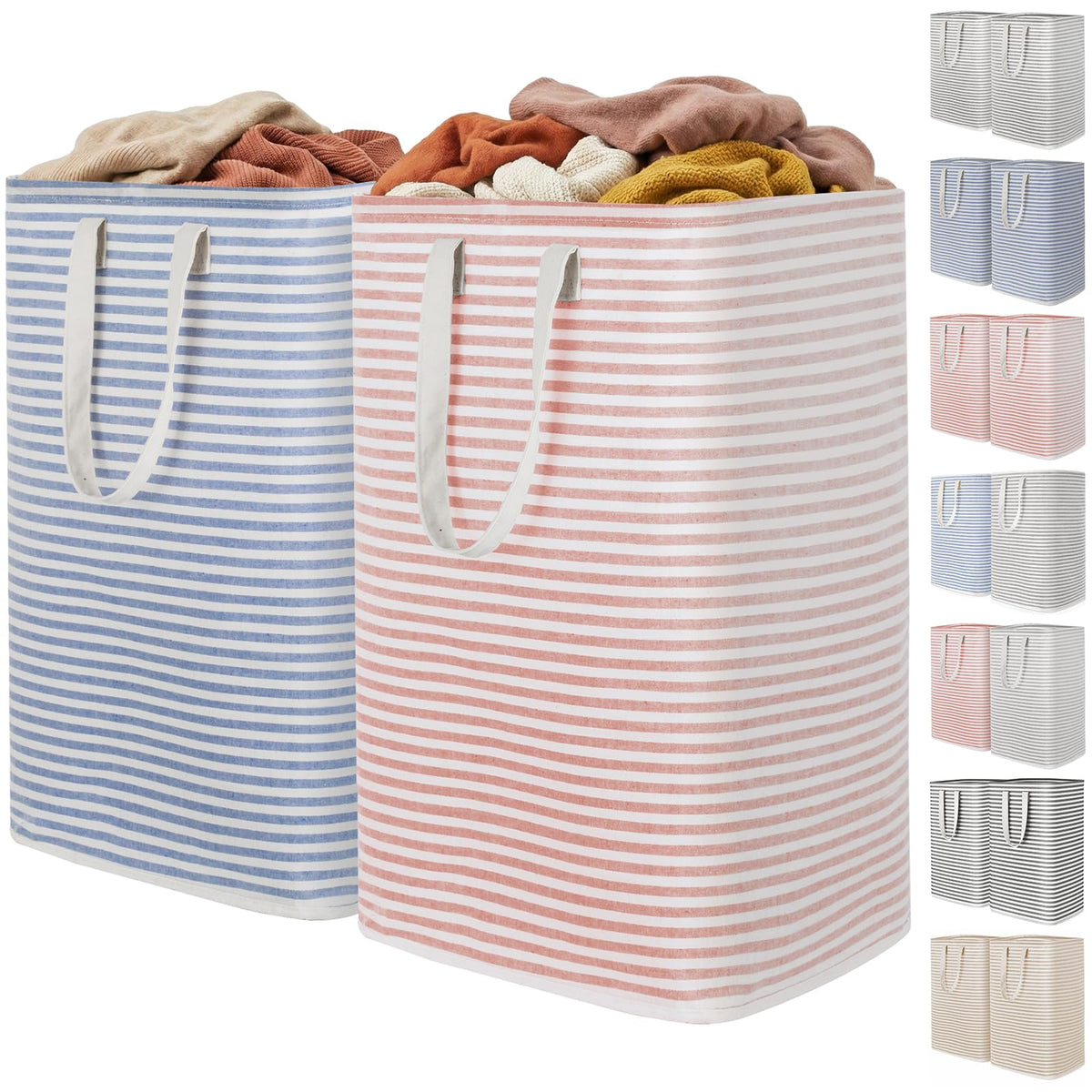 Lifewit 2-pack pink laundry basket, 80L each, collapsible for easy storage.