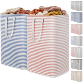 Lifewit 2-pack pink laundry basket, 80L each, collapsible for easy storage.