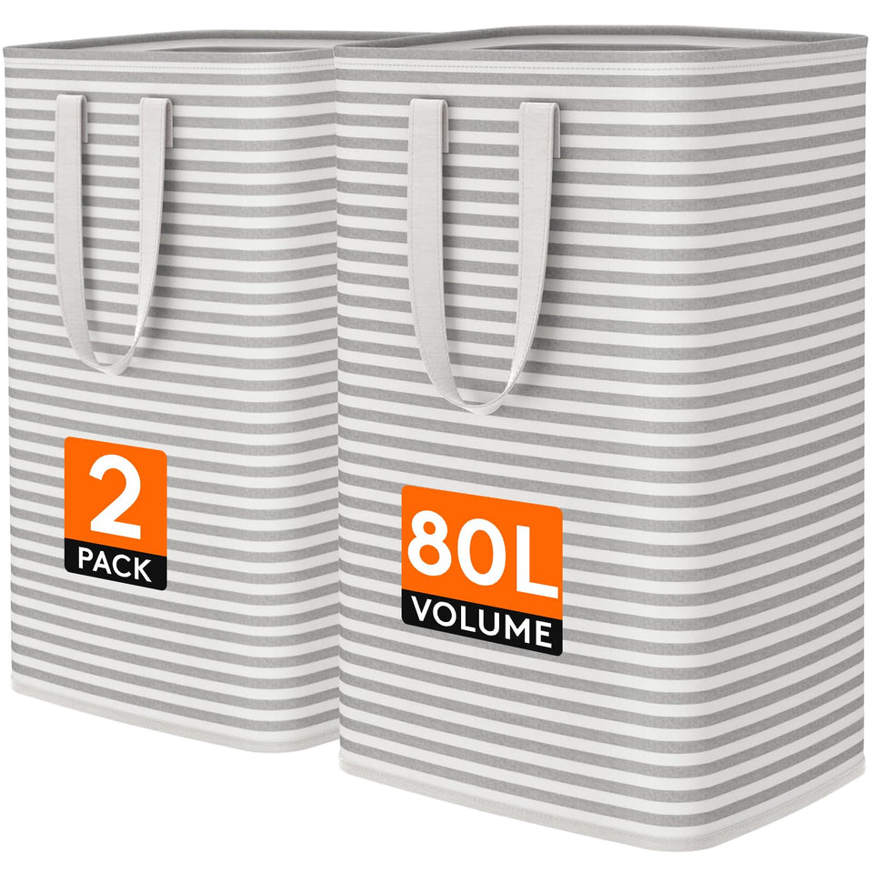Lifewit 2-pack laundry baskets with a standup frame for easy loading.