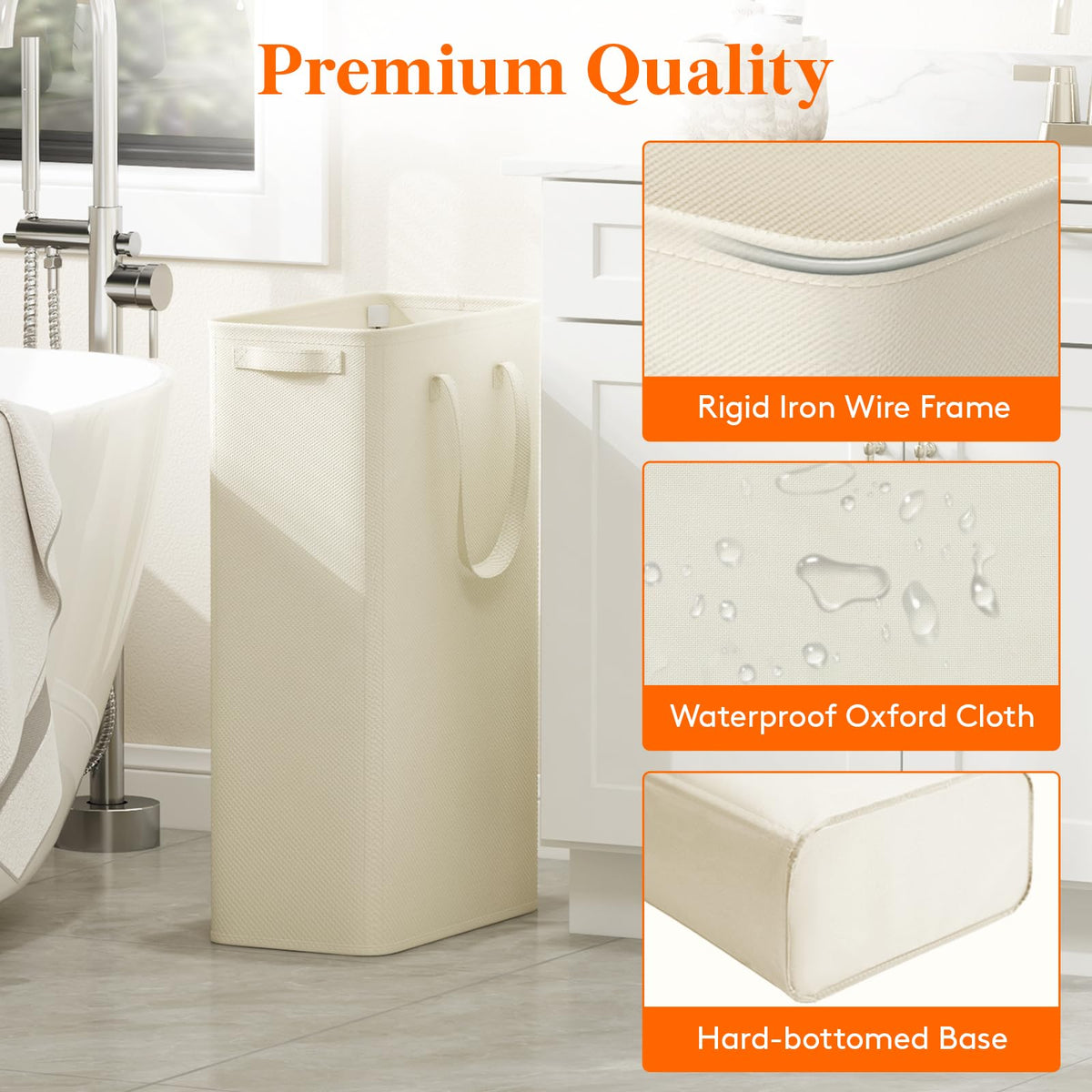 Lifewit 2 Pack Slim Hamper placed between washer and dryer in a laundry room